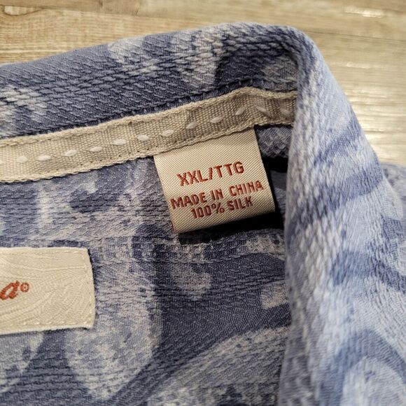 Tommy Bahama Silk Hawaiian Palm Tree Leaf Designed Button Up Shirt Mens Size XXL - Picture 7 of 9